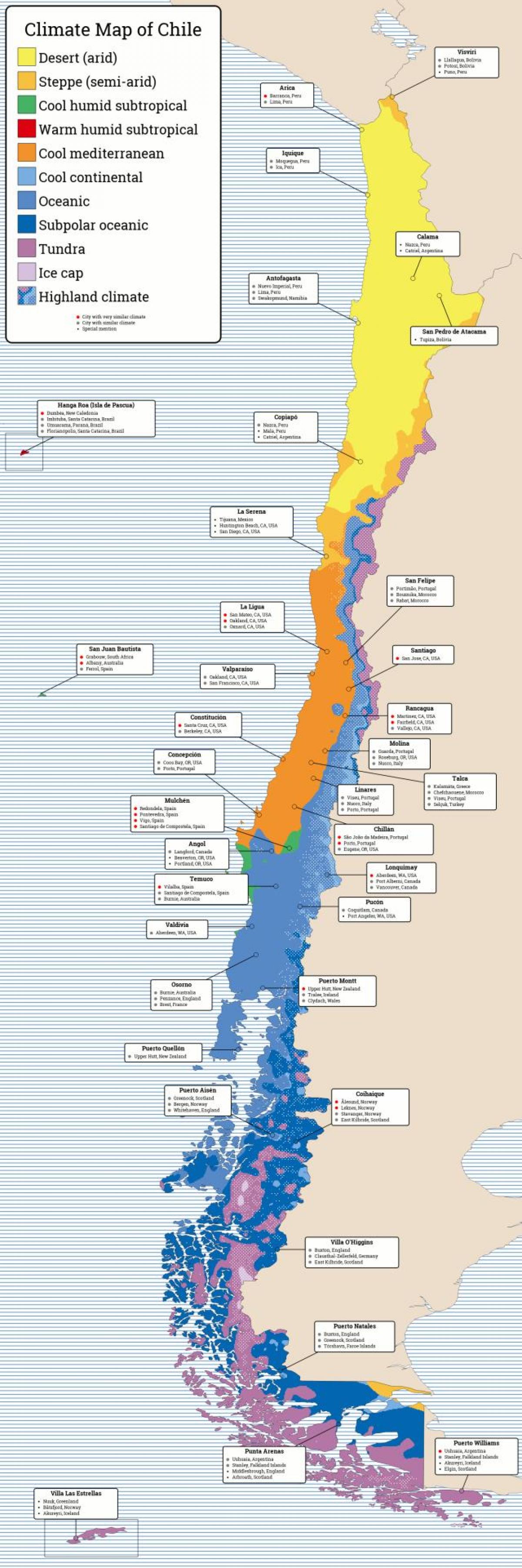 Mapa de Chile clima