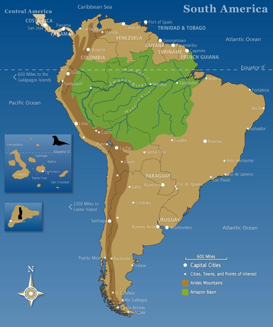 Mapa de Chile cordilleira dos andes