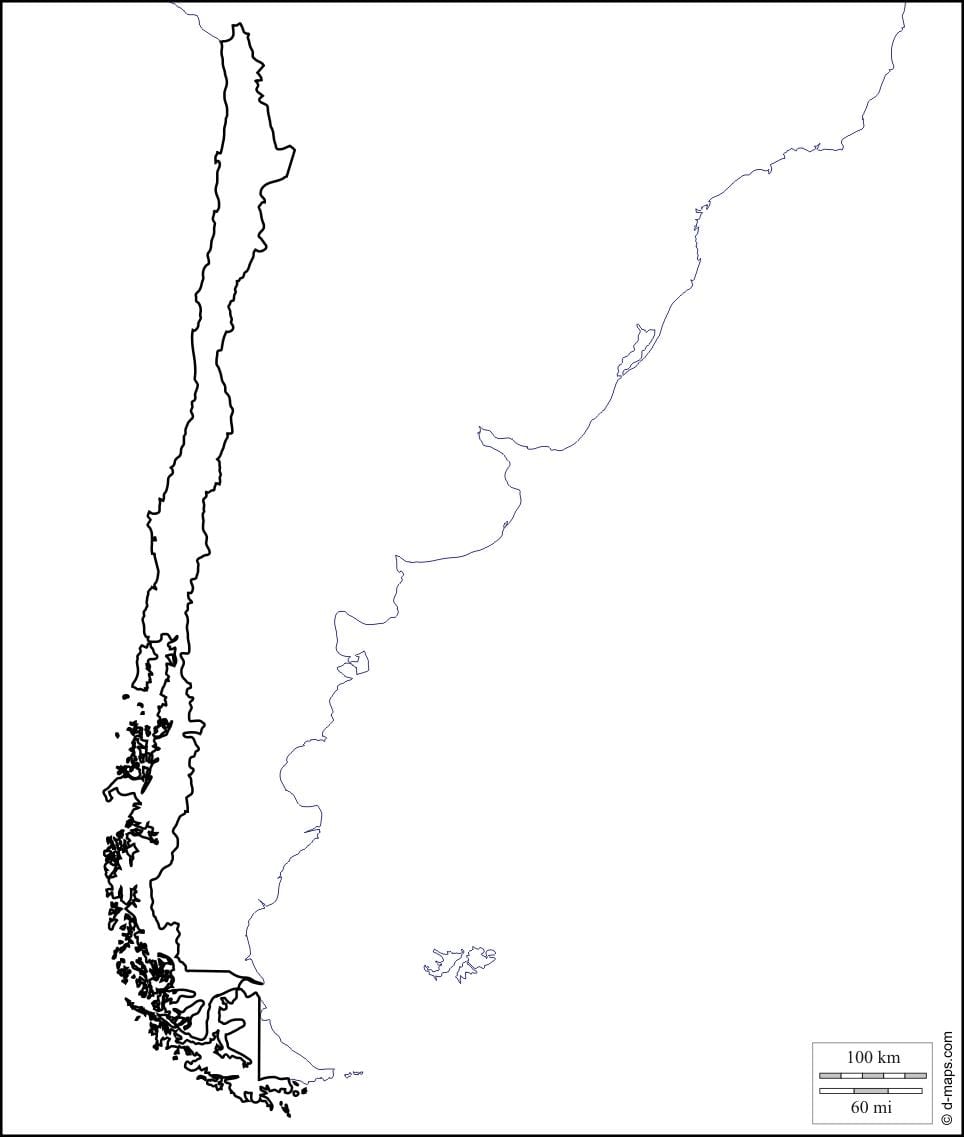 en branco mapa de Chile