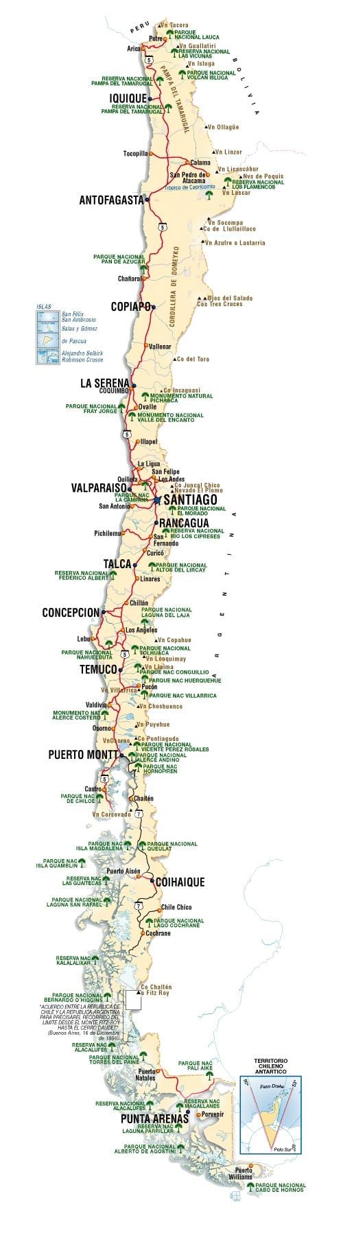 Chile atraccións mapa