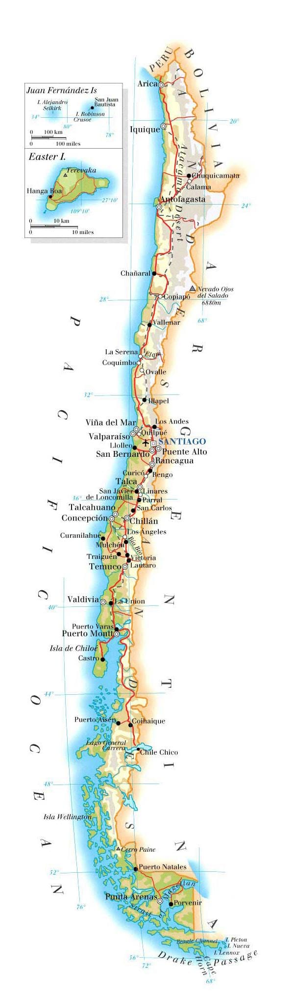 Mapa de Chile parques nacionais