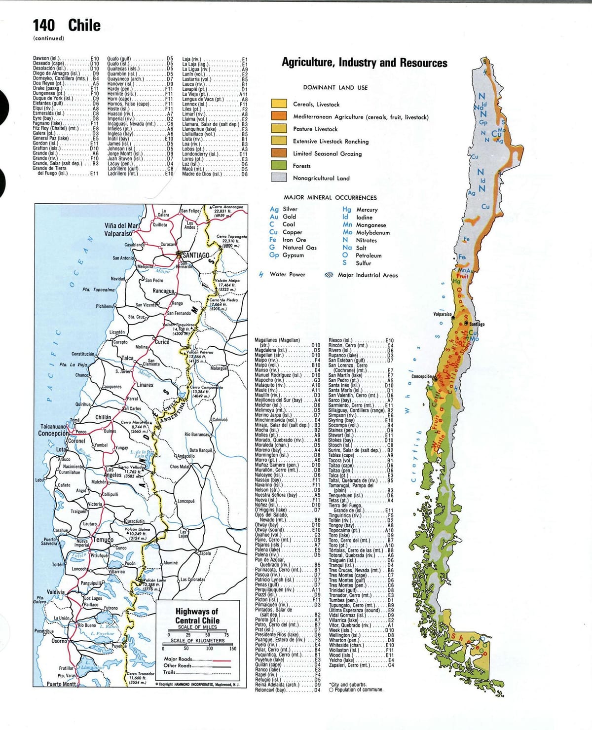 Mapa de Chile recursos naturais