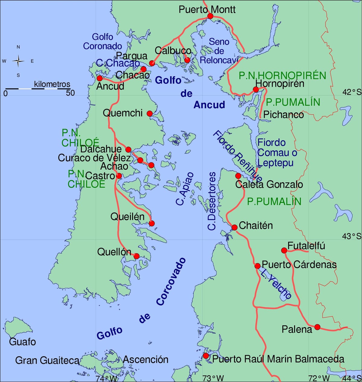 Mapa de chiloe Chile