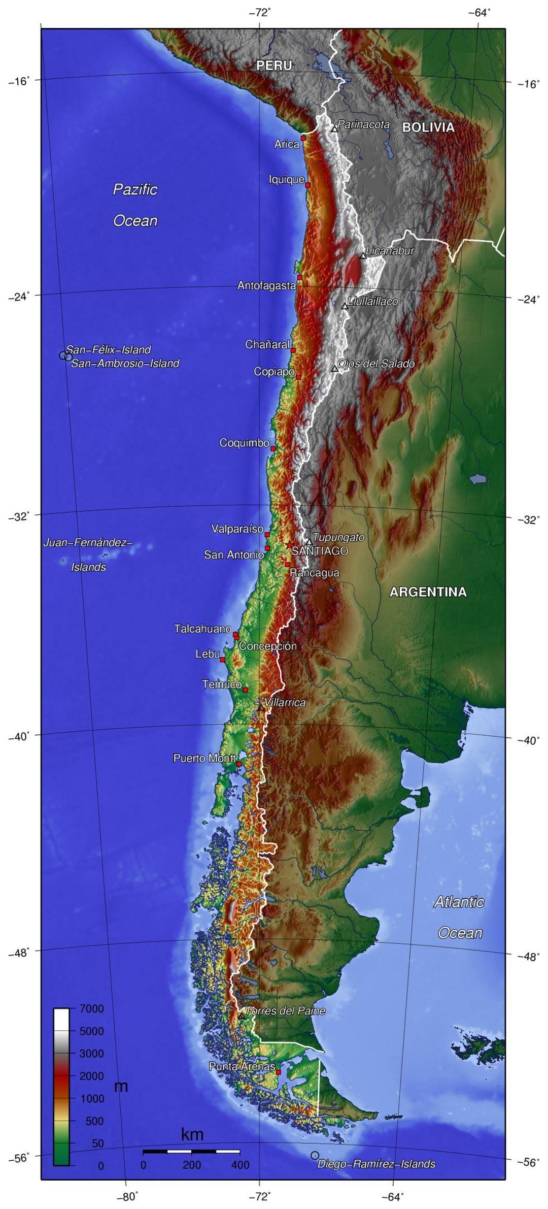 Chile xeografía mapa
