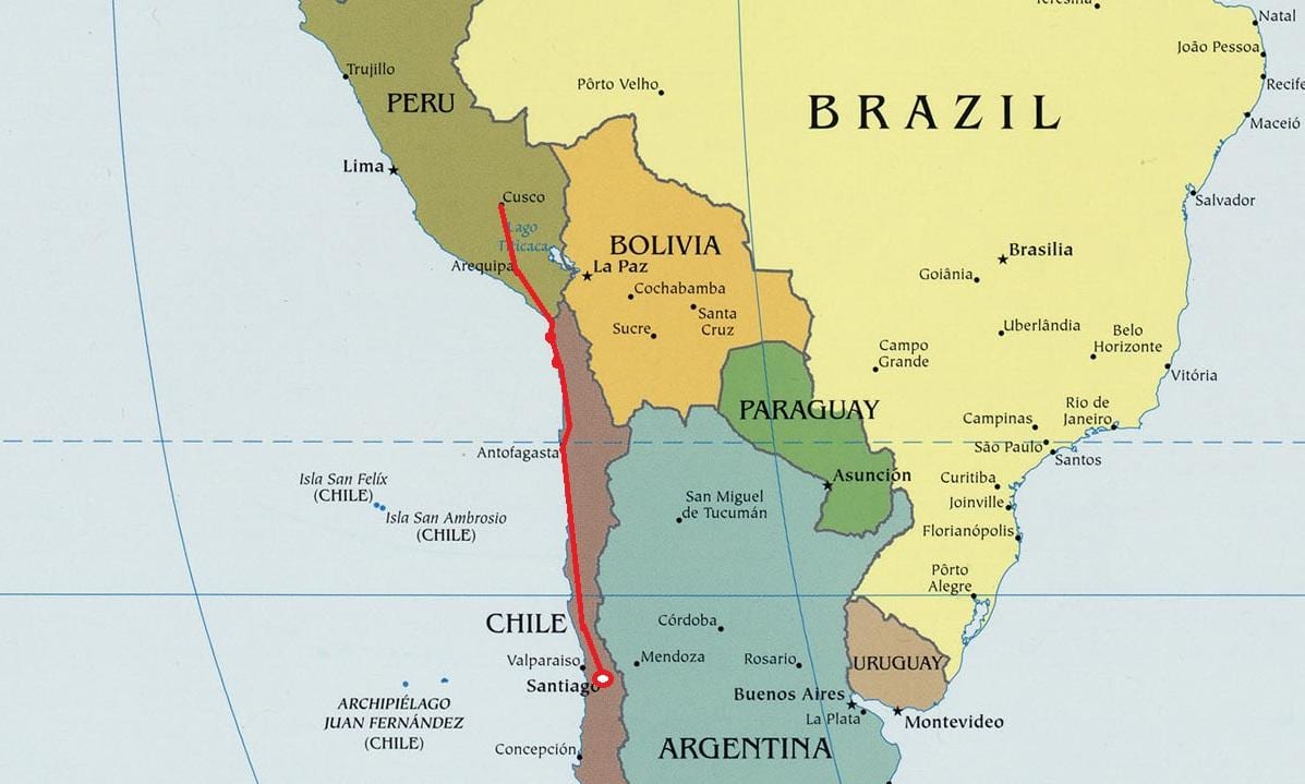 Mapa do norte de Chile