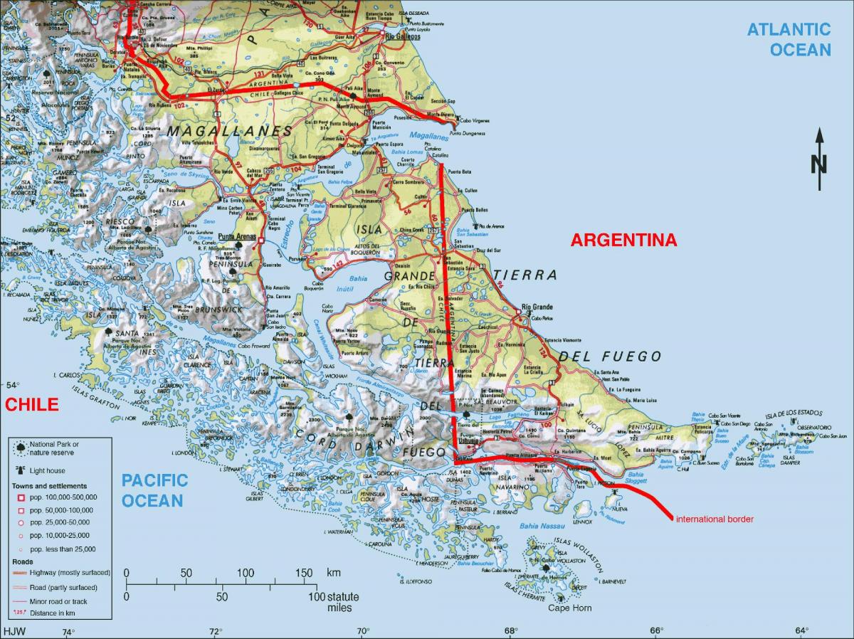 sur de Chile mapa