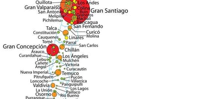 Chile densidade de poboación mapa