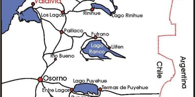 Mapa de lago provincia de Chile
